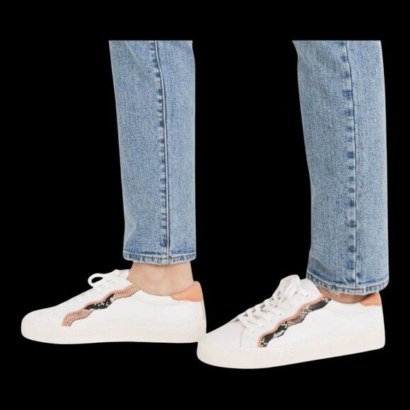 NWOB Madewell Sidewalk Lo Sneakers in Snake Embossed Leather 9.5 M Wave Edition - Picture 11 of 16